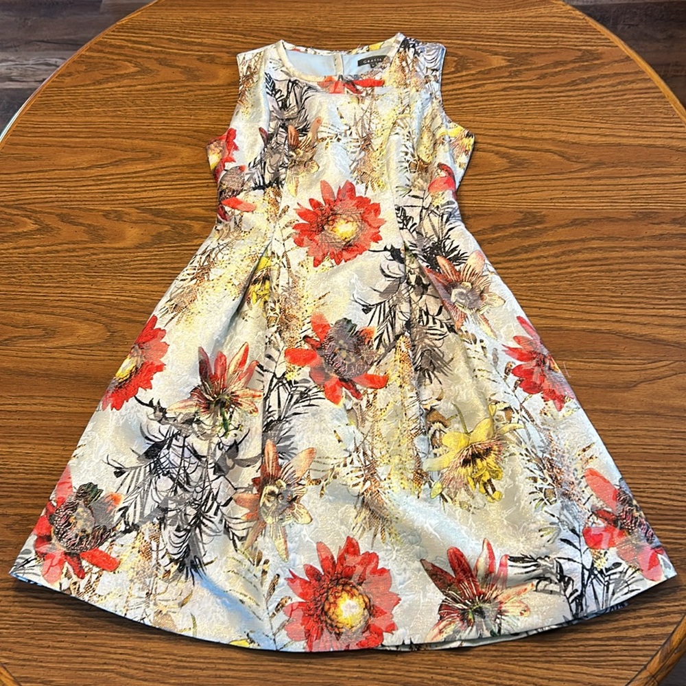 Gracia Floral and Gold  A-Line Dress
